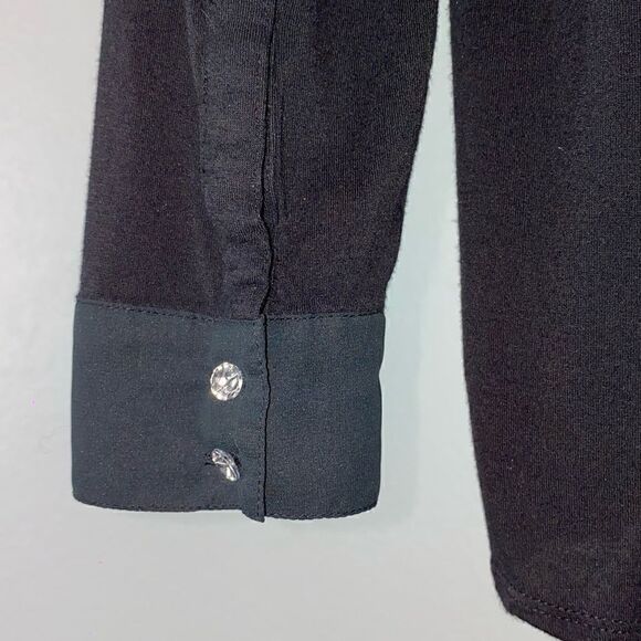 INC International Concepts Black Long Sleeve Button-Down Pleated Shirt Large - Picture 4 of 8